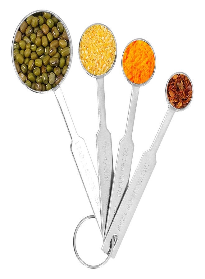 SpiderJuice, Set of 4 Different Volume Stainless Steel Durable Portable Measuring Spoon Set 1.25ml, 2.5ml, 5ml and 15ml Engraved Measurements - Image 1